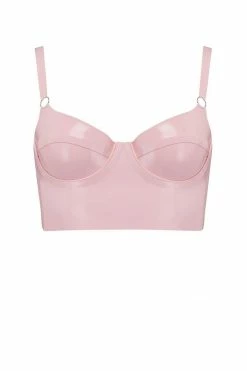 Elissa Poppy Baby Pink Latex Full Cup Longline Bra Bodysuits & Tops