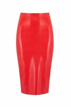 Elissa Poppy Scarlet Red Latex Midi Skirt