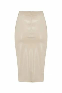 Elissa Poppy White Ivory Latex Midi Skirt