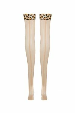Elissa Poppy Sigma Beige Leopard Latex Stockings