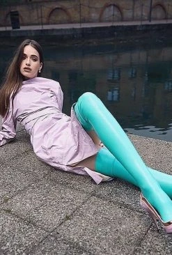 Elissa Poppy Sigma Jade Green Latex Stockings