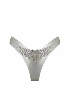 Elissa Poppy Tau Silver Latex Thong Panties