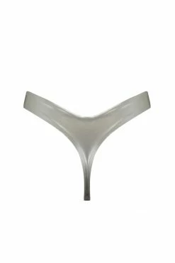 Elissa Poppy Tau Silver Latex Thong Panties