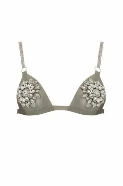 Elissa Poppy Mu Micro Silver Latex Triangle Bra