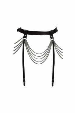 VoyeurX Fascinate Leather Garter Belt Silver Fox