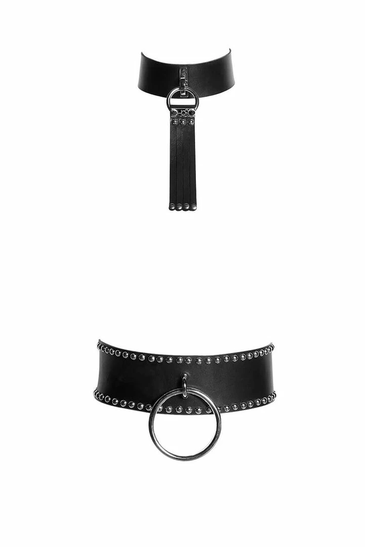 Promo 😀 H.O.S. Leather Stinger Choker + O-Ring Belt Haute Couture ❤️ 3 H.O.S. Leather Stinger Choker + O-Ring Belt Haute Couture