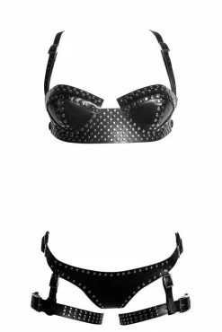 H.O.S. Leather Greta Harness Lingerie Set