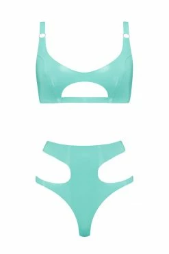 Elissa Poppy Lingerie Sets Cut Out Latex Lingerie Set