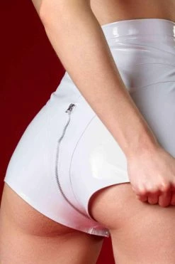 Patrice Catanzaro Leather – Vegan Jenna Glossy White High Waist Shorts