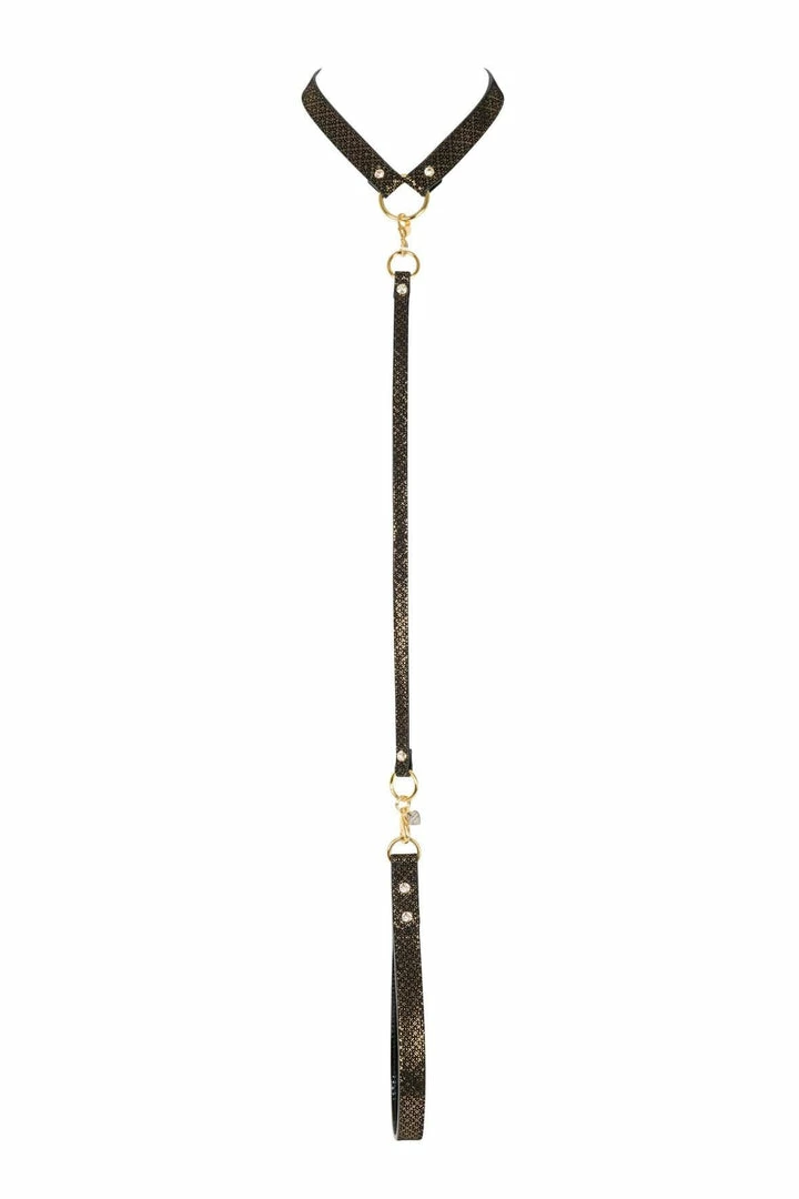 Outlet 😀 Fräulein Kink Lush Black & Gold Leash ⌛ 3 Fräulein Kink Lush Black & Gold Leash