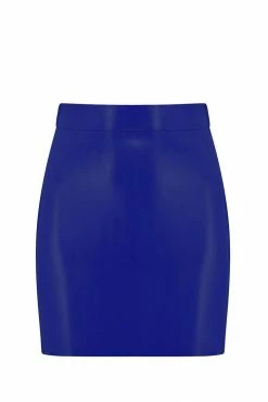 Elissa Poppy Royalblue Navy Latex Mini Skirt