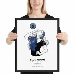 Wolfmumma Bitcoin Art In Frame • Lexy X Blue Moon Cypherpunk