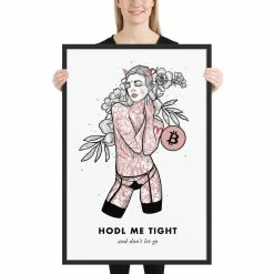 Wolfmumma Bitcoin Art In Frame • Brooke X Hodl Me Tight Cypherpunk