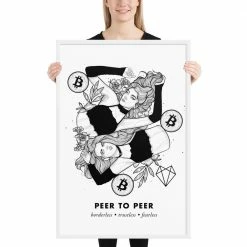 Wolfmumma Cypherpunk Bitcoin Art In Frame • Alli Julie X Peer To Peer