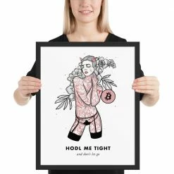 Wolfmumma Bitcoin Art In Frame • Brooke X Hodl Me Tight Cypherpunk