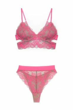 Monique Morin Pink Wild Lace Longline Set