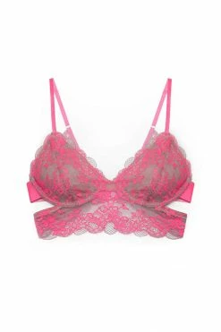 Monique Morin Pink Wild Lace Longline Bra Bras