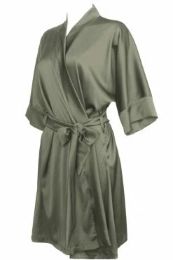 Rusalka Lingerie Moss Green Silk Kimono