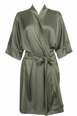 Rusalka Lingerie Moss Green Silk Kimono