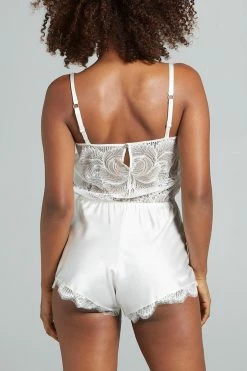 Nevaeh Intimates Rompers & Catsuits Florence White Silk Pleasure Romper