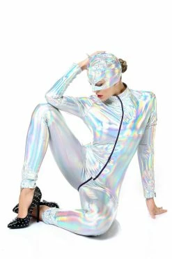 Patrice Catanzaro Petite Holo Silver Cat Mask