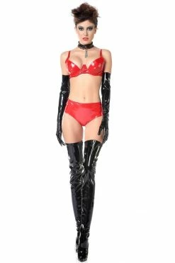 Discount ❤️ Patrice Catanzaro Panties Beatrice Glossy Red Vegan Leather Shorty ✨ 7 Patrice Catanzaro Panties Beatrice Glossy Red Vegan Leather Shorty