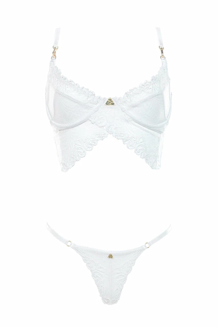 Best Pirce ⌛ Demery Jayne White Quartz Genevieve Lingerie Set ⌛ 3 Demery Jayne White Quartz Genevieve Lingerie Set