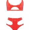 Elissa Poppy Lingerie Sets Scarlet Red Cut Out Latex Lingerie Set