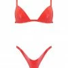 Elissa Poppy Red Latex Triangle Lingerie Set