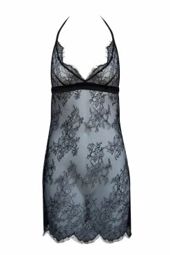 Rusalka Lingerie Black Swan Lace Satin Slip