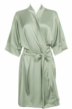 Rusalka Lingerie Pure Silk Sage Green Silk Kimono
