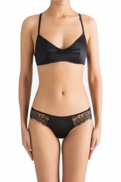 Sandra Silk Australia French Chantilly Lace Silk Satin Thong Panties