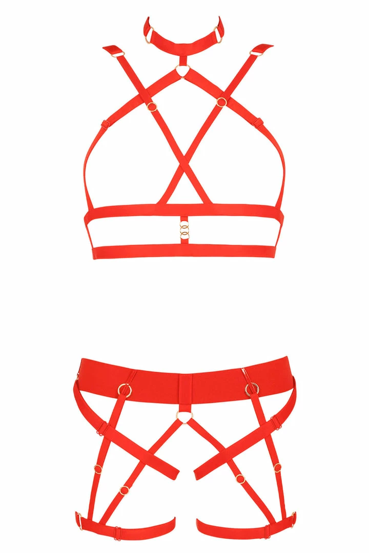 Best reviews of π Impudique Lingerie Sets Serguei Red Lingerie Harness Set π 3 Impudique Lingerie Sets Serguei Red Lingerie Harness Set