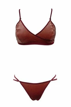 K+1% Cache Coeur Pink Velour Set Lingerie Sets