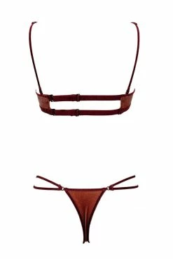 K+1% Cache Coeur Pink Velour Set Lingerie Sets