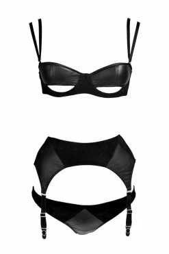 Something Wicked Lingerie Sets Ava Half Cup Leather Bra Set