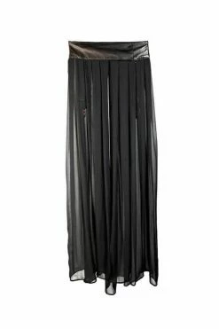 Something Wicked Ava Leather & Silk Georgette Skirt