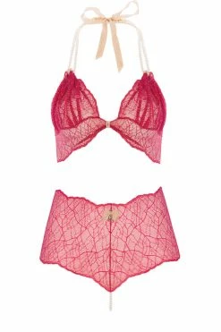 Bracli Sydney Red High Waist Pearl Thong Set