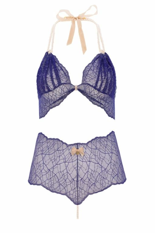 Bracli Sydney Blue High Waist Pearl Thong Set