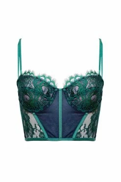 Taryn Winters Bodysuits & Tops Jasmin Emerald French Lace Longline Bra