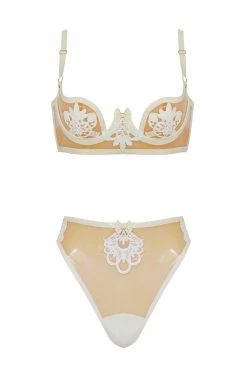 Elissa Poppy Maia White Latex Thong Set Lingerie Sets