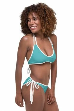 Darkest Fox Tangerine Jungle Sapphire Sky Reversible Bikini Swimwear
