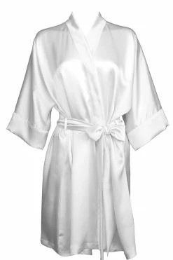 Rusalka Lingerie Pure Silk Arctic White Silk Kimono